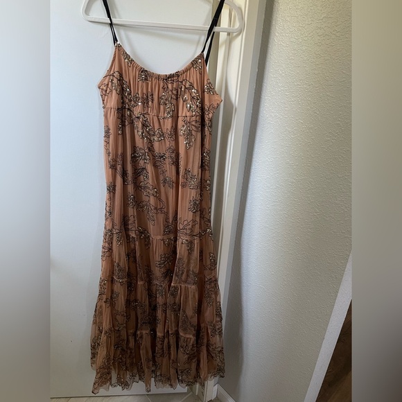 Anthropologie Brown Ruffled Tiered Maxi Sundress - Picture 1 of 3